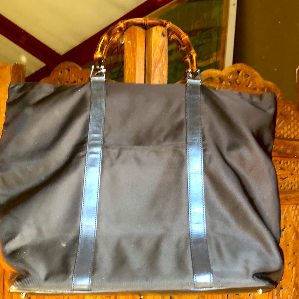 Huge Gucci Brown Vintage Gucci Bamboo Handle Bag